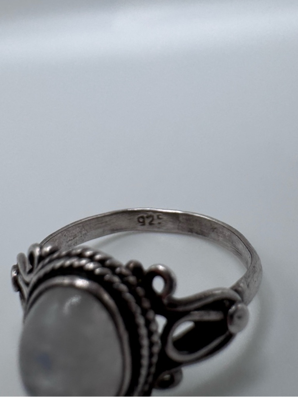 Sterling Silver 925 Ring with Blue Flash Moonstone Sz 6.5 - Picture 7 of 8